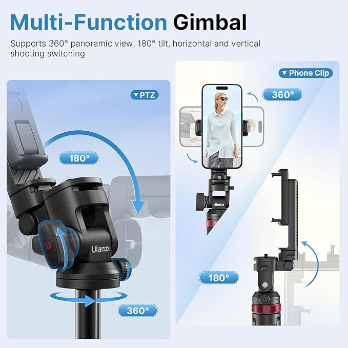 ULANZI MT-78 Extendable Phone Tripod, Metal 72.83" Selfie Stick Camera Tripod - Image 4