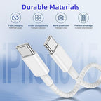 2-Pack Grey 10FT 60W USB C to USB C Cable, Type C to Type C Cable, Fast - Image 4
