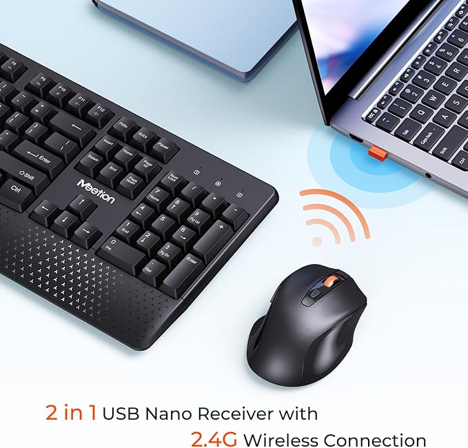 MEETION New Wireless Keyboard and Mouse, Computer Keyboard Mouse Combo - Image 2