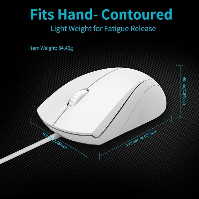 Rapoo N1600 3-Button Quiet Wired Mouse, 1000DPI Optical Mouse, Quiet Button - Image 9