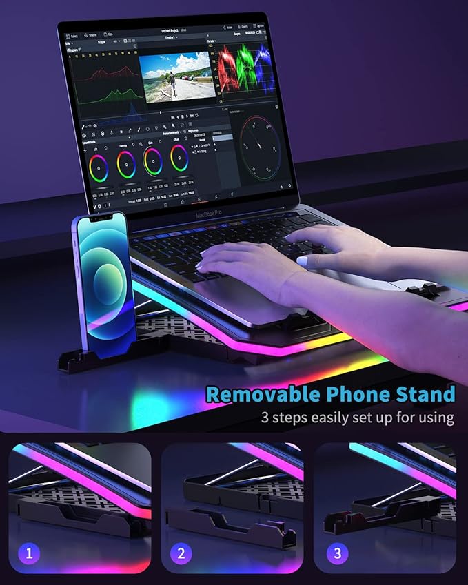 Laptop Cooling Pad, KeiBn RGB Laptop Cooler - Image 5