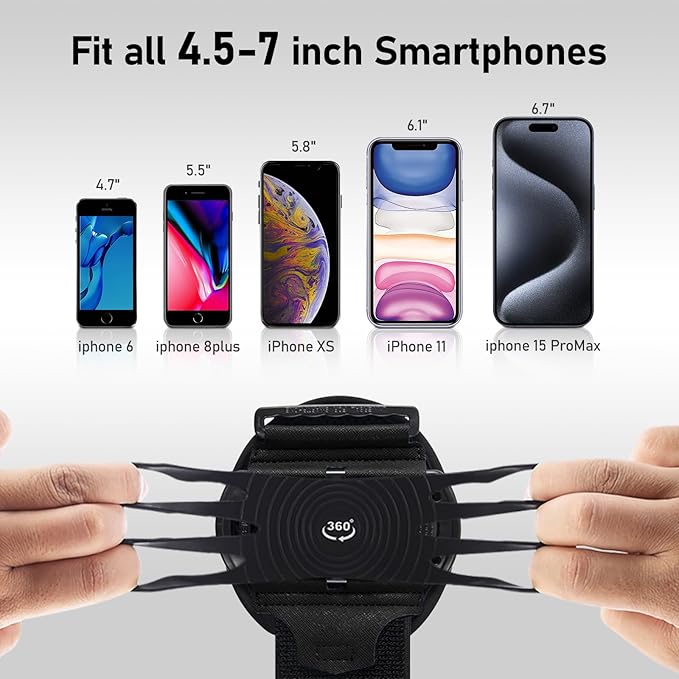Wristband Phone Holder for Running, Forearm Armbands 360° Rotatable & - Image 2