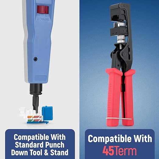Everest 45° Angled RJ45 Cat6 Keystone Jacks 50-Pack in Blue - Image 5
