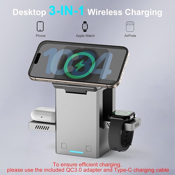 25W 3 in 1 Charging Station for Apple Devices, Auto Open/Close Mag-Safe - Image 4