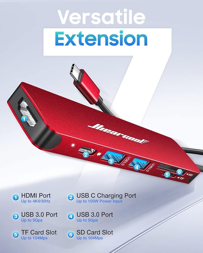 Hiearcool USB C Hub, USBC Multi-Port Adapter - Image 3