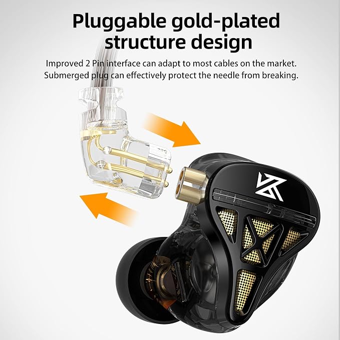 Kinboofi IEM Headphone with Mic, KZ DQS HiFi Dynamic Drivers Earphone Earbuds - Image 6