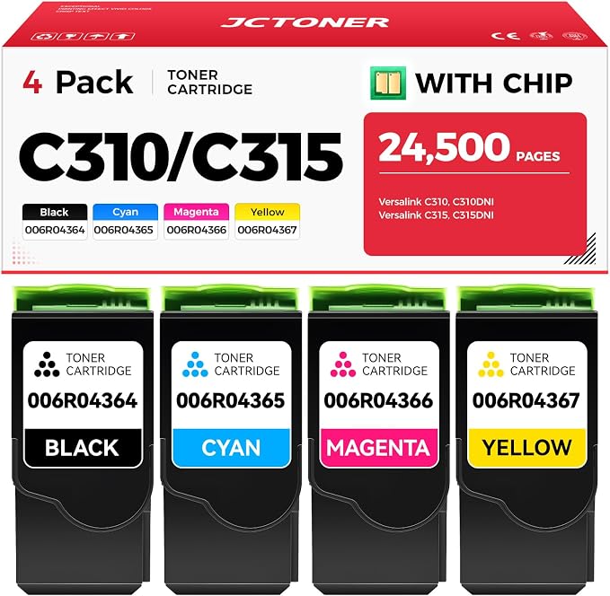 C310 C315 High-Yield Toner Cartridge Set 4-Pack Replacement by JCTONER