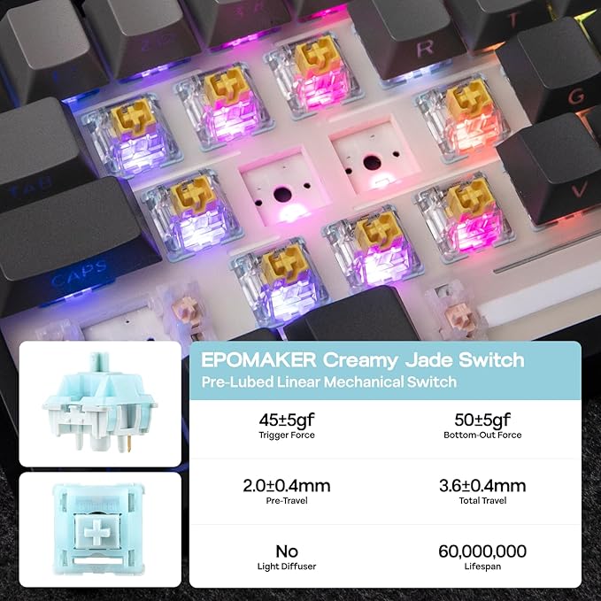 EPOMAKER TH108 Full Size Mechanical Keyboard, Wireless Gaming Keyboard - Image 5