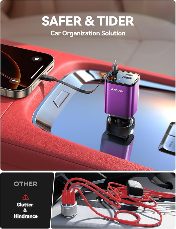 Retractable Car Charger USB C 84W Car Accessories Adapter - Image 7