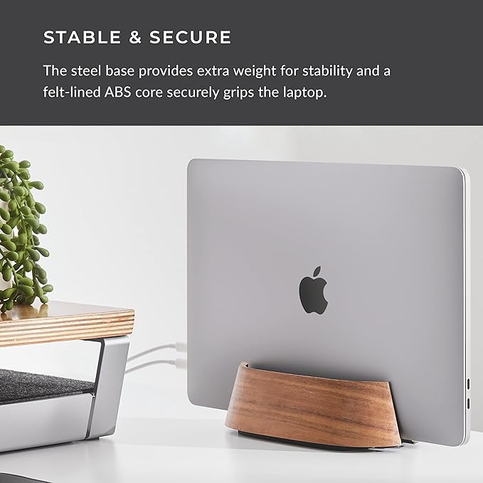 HumanCentric Vertical Laptop Stand in Black Walnut Wood, Upright Adjustable - Image 7