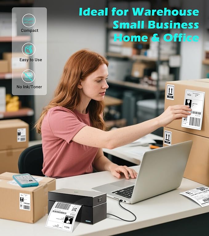 ORGBRO Bluetooth Thermal Shipping Label Printer, Z1-Plus Wireless 4X6 Shipping - Image 5