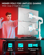 Vertical Dual Monitor Mount for 17-49 Inch Ultrawide Heavy Duty Curved Screen - Image 7