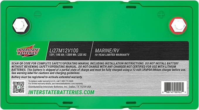 Interstate Batteries 12V 100Ah Group Size 27M Lithium Marine/RV Deep Cycle - Image 9