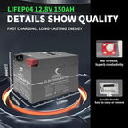 LiFePO4 Battery, 12V 150AH Lithium Battery - Image 5