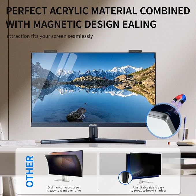 Magnetic Computer Privacy Screen 23.8 inch, Hanging Privacy Screen - Image 5