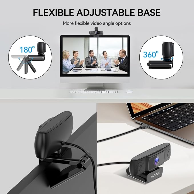 AUSDOM AF640 1080P Webcam with Microphone, 90°FOV USB PC Camera Webcam with - Image 6