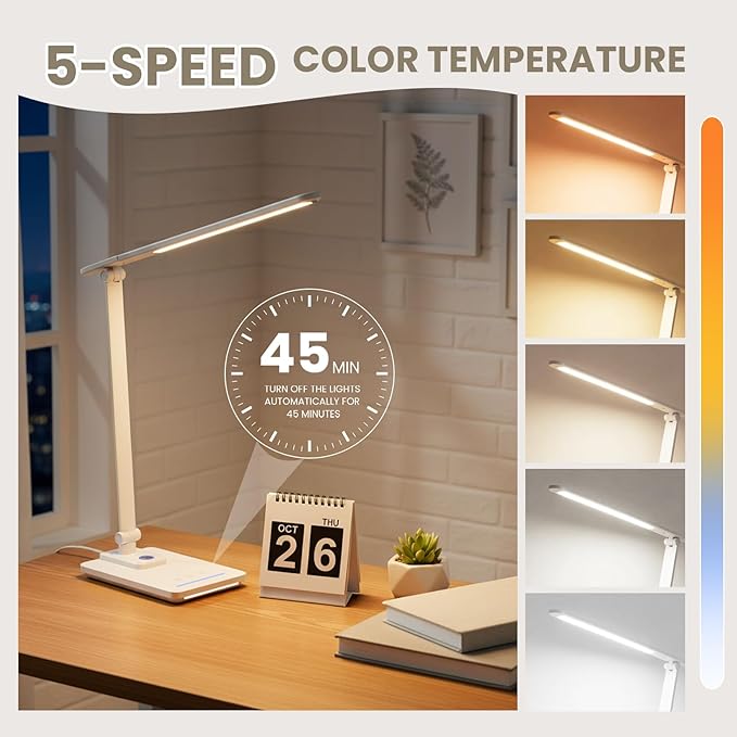 TECHNOVA LED Desk Lamp with 5 Color Temperatures | Sliding Stepless Dimming & - Image 2
