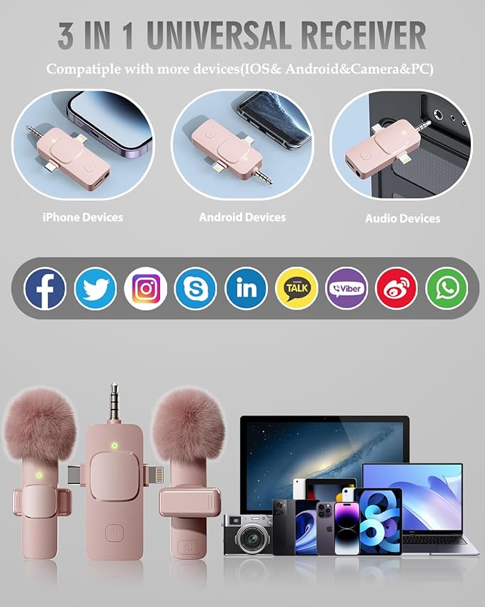 PQRQP 3 in 1 Wireless Lavalier Microphone - Image 3