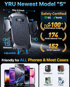 YRU Cell Phone Holder for Car Dashboard Windshield Phone Stand for iPhone 16 15 - Image 3