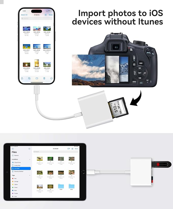 SD Card Reader for iPhone iPad Built-in Lightening & USB-C Dual Connectors Card - Image 4