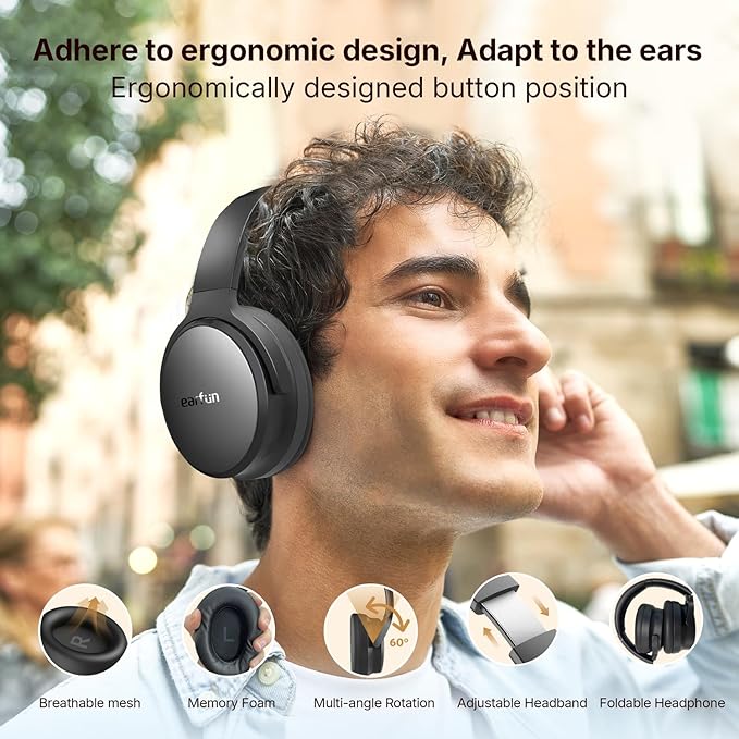 EarFun Tune Pro Active Noise Canceling Headphones, Wireless Bluetooth Headphones - Image 9