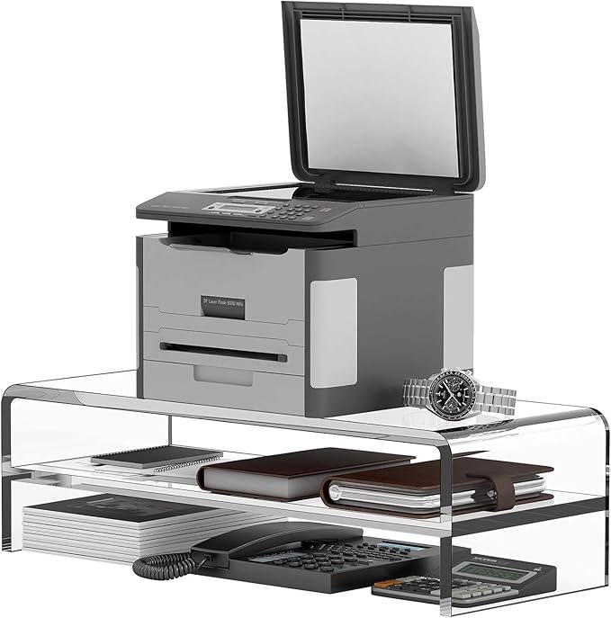 Egchi Acrylic Monitor Stand, 2 Tiers Computer Monitor Riser, Monitor - Image 5