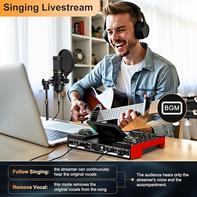 Audio Mixer, Sound Board for Pc/Phone Live Streaming Singing Gaming, Sound - Image 5