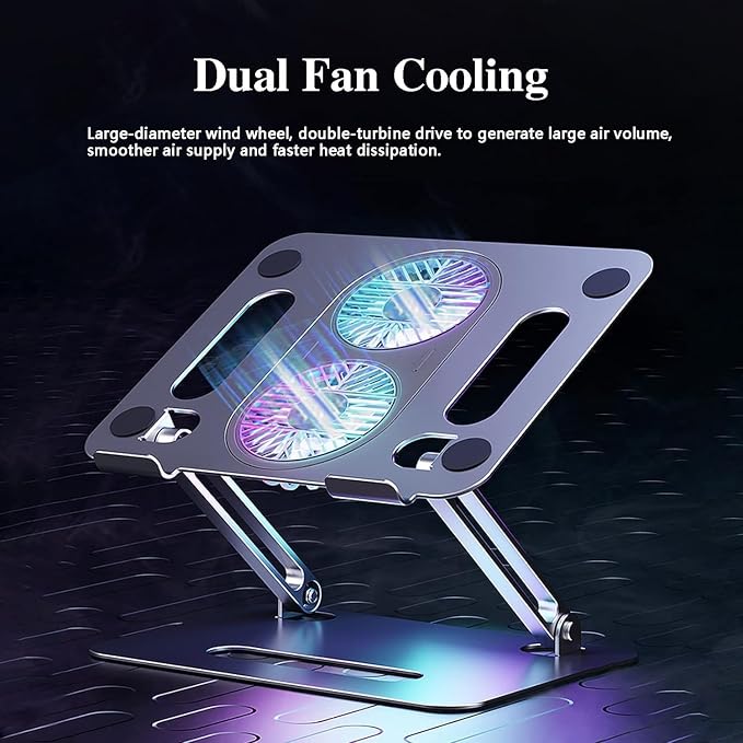 Adjustable Laptop Stand with Cooling Fan, Aluminium Alloy Multi-Angle Computer - Image 2