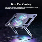 Adjustable Laptop Stand with Cooling Fan, Aluminium Alloy Multi-Angle Computer - Image 2