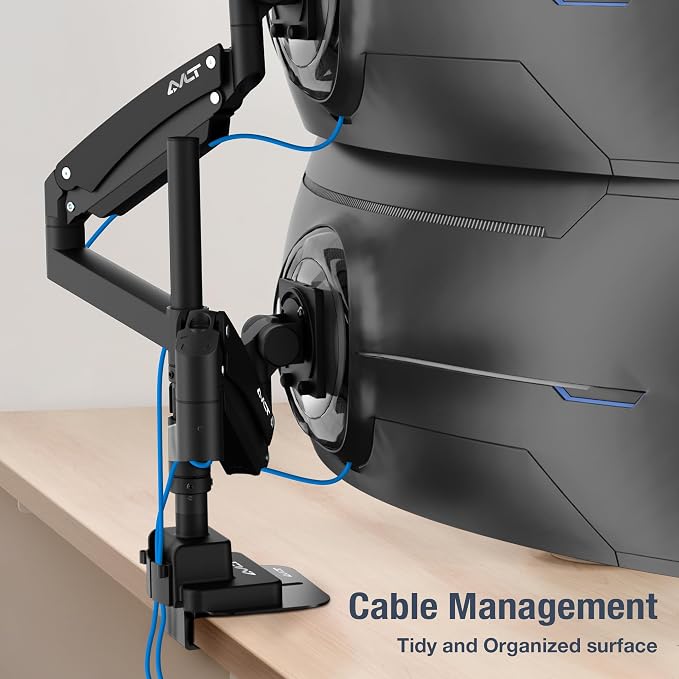 AVLT Dual 57 Inch Heavy Duty Stacking Monitor Arm Pole Top Mount - Image 7