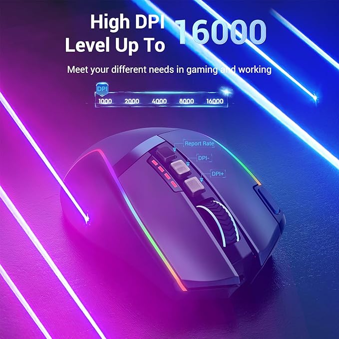 Redragon Wireless Gaming Mouse, Ergonomic Mouse 16000 DPI - Image 4