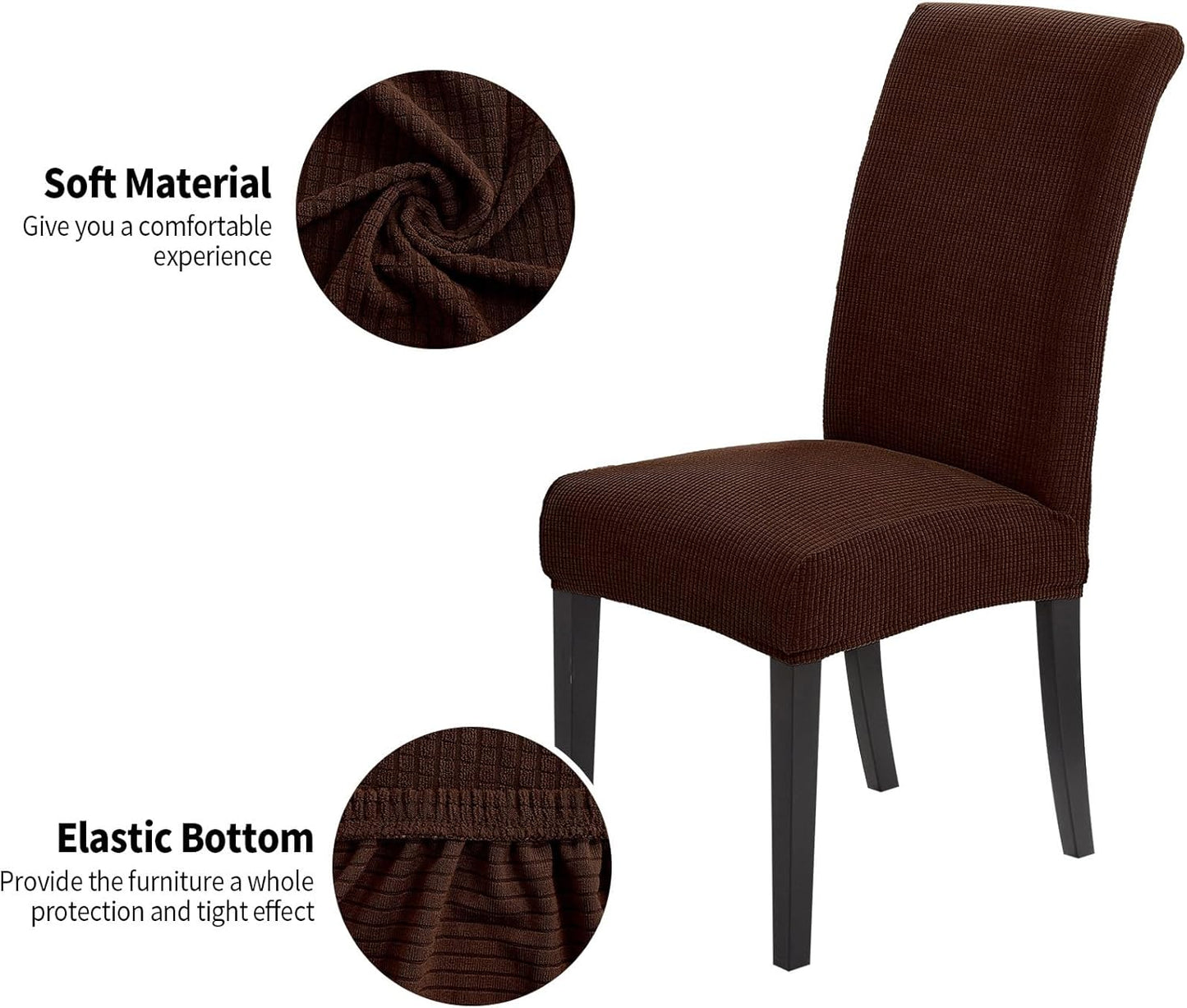 Joccun Chair Covers for Dining Room Set of 4,Dining Chair Slipcovers Stretch Dining Room Chair Covers Seat Protector,Washable Parsons Chair Cover for Home,Hotel(Chocolate,4 Pack)