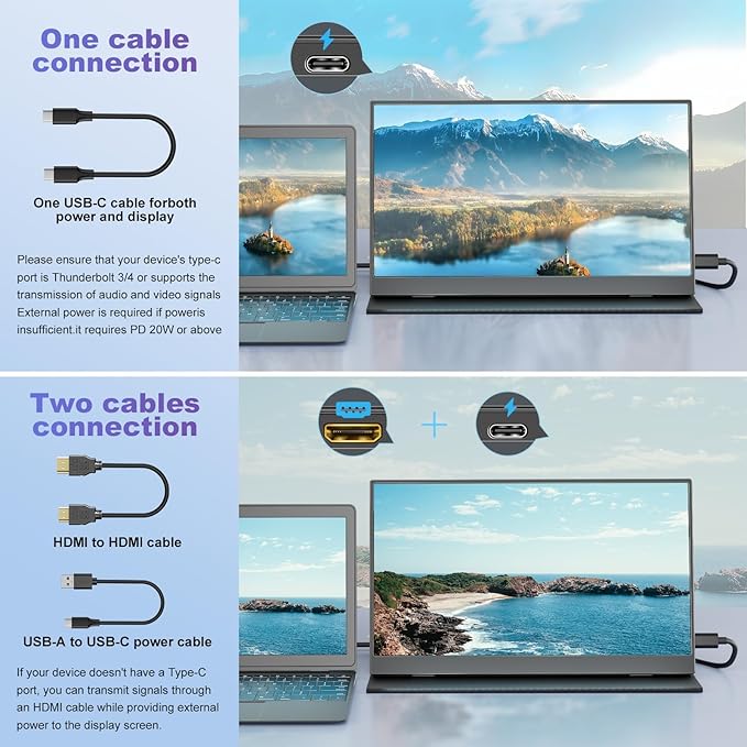 18.5 Inch Portable Monitor for Laptop, FHD 1080P 100% sRGB Travel Monitors for - Image 3