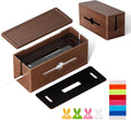 Extra Large Cable Management Box – Brown Double Layer Wooden Cord Organizer by Homebliss