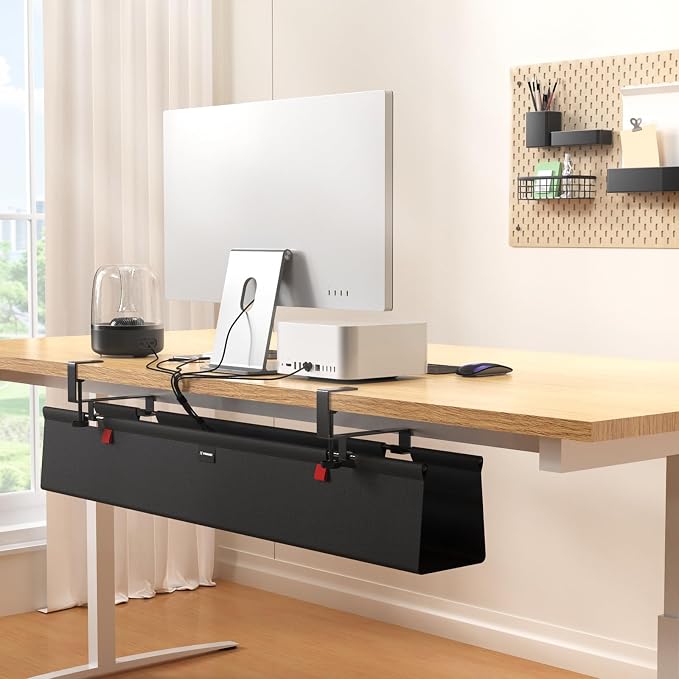 No Drill Under Desk Cable Management Tray, Upgraded Oxford Fabric Wire - Image 7