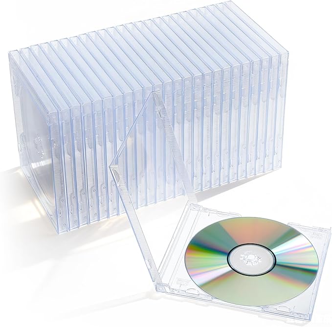25pcs Clear CD Jewel Cases Standard Single Clear CD Case Blank Case DVD Storage by Unknown