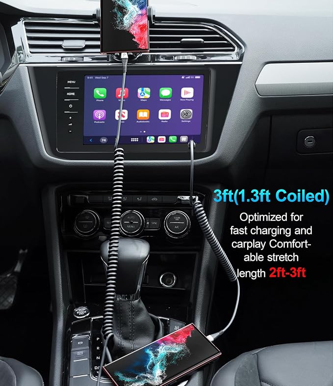 USB C to C Charger Cable, Coiled USB-C Cable - Image 4