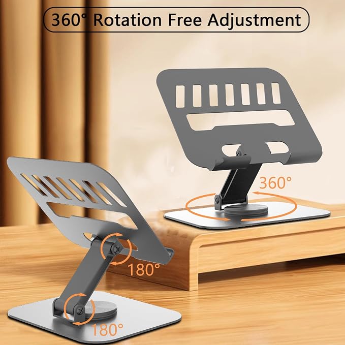 Larger Metal Tablet Stand, Adjustable 360° Rotation Tablet Holder Compatible - Image 2