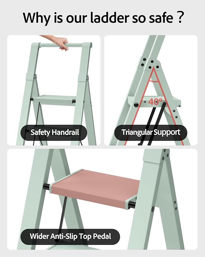 Taranta 4 Step Ladder, Lightweight Aluminum Step Stool - Image 3