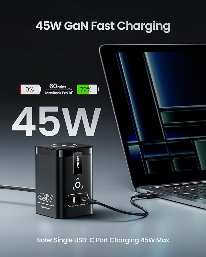 PISEN 4-in-1 Mag-Safe Wireless Charger - 45W GaN Charging Station - Image 5