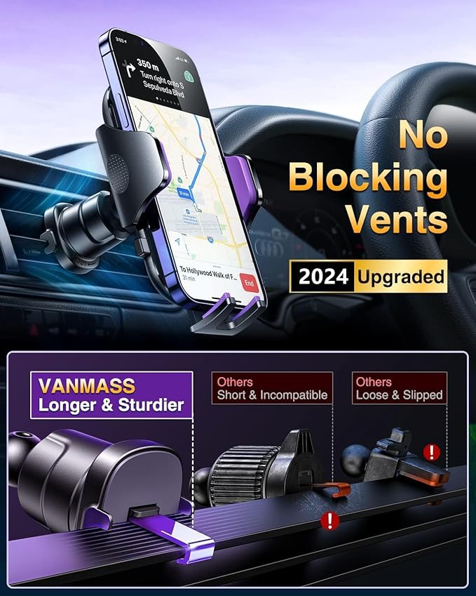 VANMASS True Military-Grade Car Phone Holder Strongest Suction & Clip Cell - Image 5