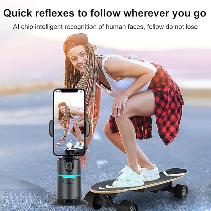 Auto Face Tracking Phone Holder, No App Required, 360° Rotation Phone Camera - Image 5