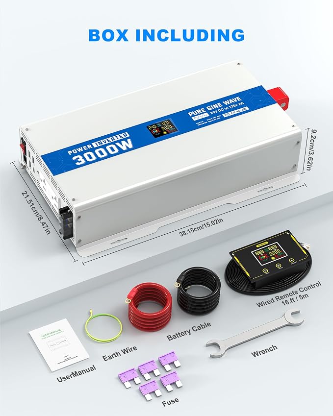 3000W Pure Sine Wave Power Inverter 24V DC to 120V AC Converter 6000 Watt Peak - Image 8