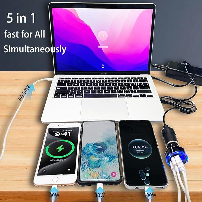 Multi Port USB C Car Phone Charger - Image 3