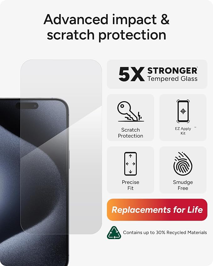 ZAGG InvisibleShield Glass Elite iPhone 15 Pro Max Screen Protector - Image 2