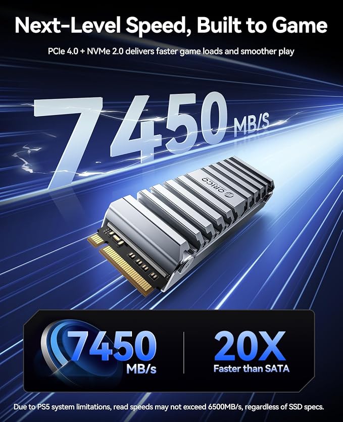 ORICO OS5 4TB M.2 SSD for PS5 Storage Expansion, M.2 PCIe 4.0 NVMe Gaming SSD - Image 3