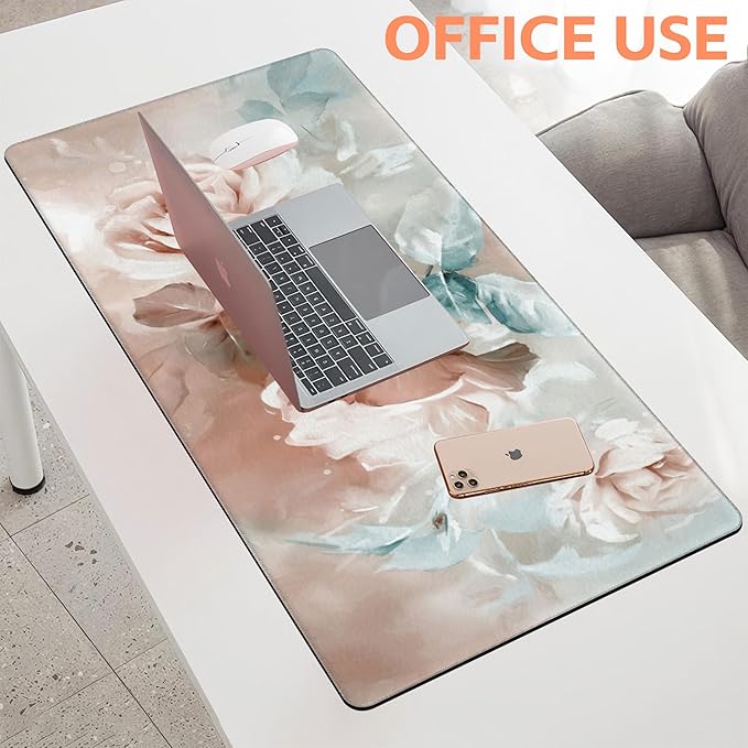 Mouse Pad Large Rose and Leaves Non-Slip Game Desk Mat - Image 5