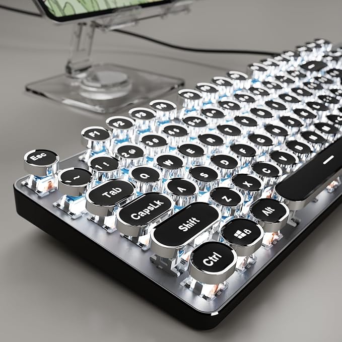 EWEADN TK100 Typewriter Keyboard Wired Mechanical Keyboard, 104 Keys Aesthetic by SEUNKWANG