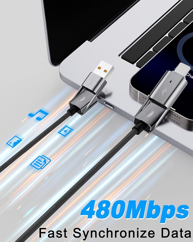 4 in 1 USB C Cable, PD 65W 27W, Round Braided, Compatible - Image 5