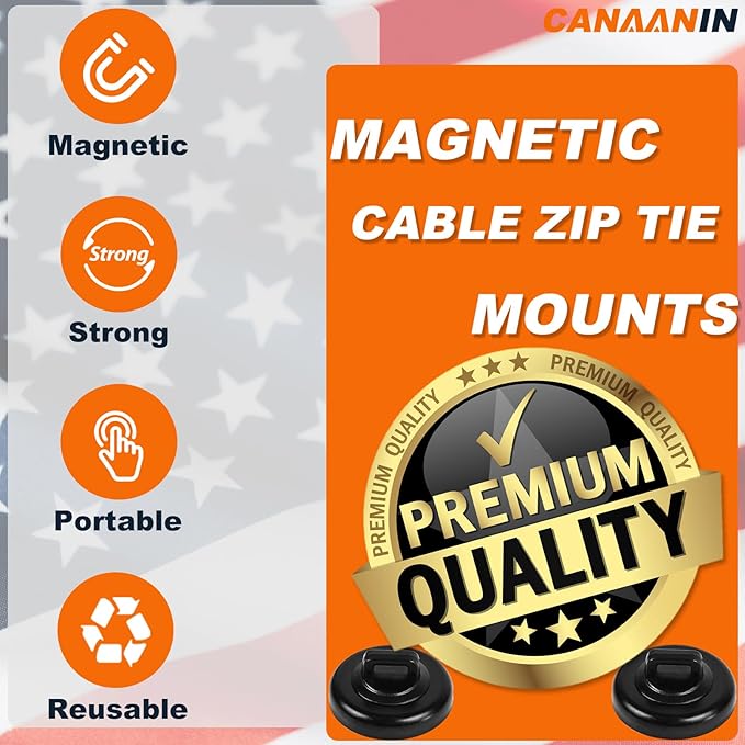 Magnet Zip Tie Mount Clips Magnetic Zip Ties Mount Base Holder Strong Wire - Image 2